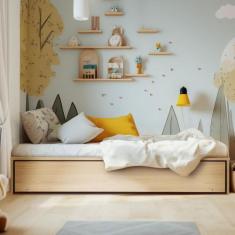 Imagem de Bicama Solteiro Infantil Mdf Com Auxiliar Carvalho Quater Móveis