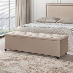 Imagem de Recamier Baú Com Rodízios Cancun 1,30m Veludo Bege