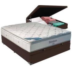 Imagem de Cama Box Baú e Colchão Freedom Molas Ensacadas Casal Ortobom,  Marrom
