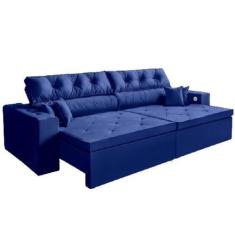 Imagem de Sofá 5 Lugares Smart 3,02 Metros Azul Retrátil, Reclinável Tecnologia