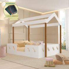 Imagem de Cama Casinha Infantil Montessoriana Isa Branca e Mel Acompanha Lousa M