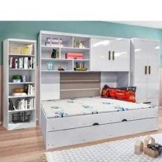 Imagem de Quarto Modulado Jade Com Guarda Roupa 2 Portas, Modulo Aéreo, Cama Com