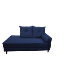 Imagem de Divã Recamier Berlim 1,60 Cm Lado Direito Suede Azul Marinho - Neros I