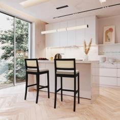 Imagem de Kit 2 Banquetas com Encosto e Apoio para Pés Tiê Cabecasa Madeiramadeira Preto/Off White