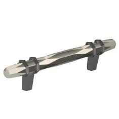 Imagem de Amerock BP36648PNBCR London Puxador de gabinete, 9,5 cm de centro a centro, níquel polido/cromado preto