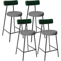Imagem de Kit 04 Banquetas Baixa Cozinha E Sala Jantar Bancada Milão L02 Facto V