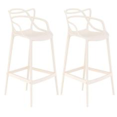 Imagem de Kit 2 Banquetas Altas Bancada Cozinha Masters Allegra Creme
