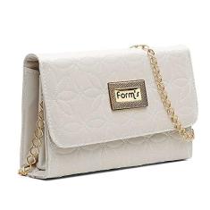 Imagem de Bolsa Clutch Feminina com Detalhe Costuras Florais Repartições Alça de Corrente