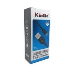 Imagem de Cabo Micro-USB V8 Kingo Preto 2m 2.1A para Galaxy A7 2018