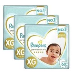 Imagem de Kit 3 Fraldas Pampers Premium Care Nova Jumbo Tam XG 60 Un