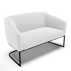Imagem de Sofá Namoradeira 2 Lugares Base Industrial Preto Stella Bouclê D03 - D'rossi Cor Off White