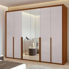 Imagem de Guarda-roupa 6 Portas 6 Gavetas 100% Mdf Imperatore com Espelho Frassino/off White