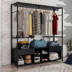 Imagem de Guarda Roupa Casal Barcelona Artefamol Preto/Preto Fosco