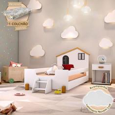 Imagem de Cama Montessoriana Infantil Juvenil Belissima Preta Branca E Amêndoa +