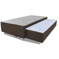 Imagem de Cama Box Solteiro com Auxiliar Espuma Sintético Marrom 50x78x188