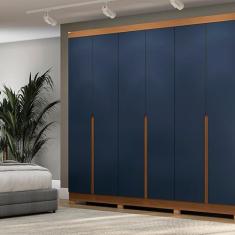 Imagem de Guarda-Roupa 6 Portas Com Pés Canela/Azul - Kappesberg