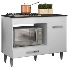 Imagem de Balcão Para Cooktop Cátia 1 Porta com Tampo Branco