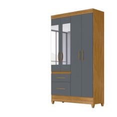 Imagem de Guarda Roupa 4 Portas Com Espelho Madri Freijó Cinza 852031 Moval