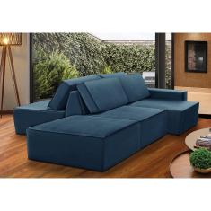Imagem de Sofá Ilha 7 Lugares Isadora Suede Azul Adonai Estofados