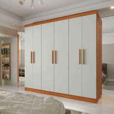 Imagem de guarda-roupa casal supreme 6 pt 4 gv freijó wood e off white