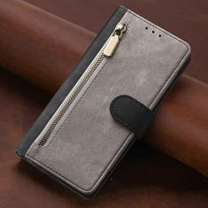 Imagem de Capa carteira de couro com zíper para Samsung S22 Ultra S21 FE S20 Plus A53 A73 A21S S10 A52 A72 A33 A53 A51 A32 A12 Capa, cinza, para Note20Ultra