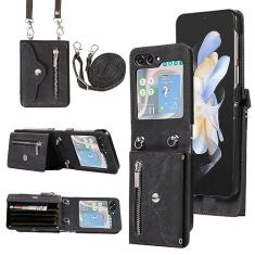 Imagem de Asuwish Capa de telefone para Samsung Galaxy Z Flip 6 5G 2024 capa carteira com alça transversal de ombro cordão slot de crédito suporte para cartão de couro celular ZFlip6 Z6 G Flip6 6Z mulheres