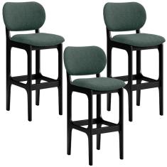 Imagem de Kit 3 Banquetas Alta Cozinha Betta L02 Preto Verde Musgo
