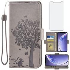 Imagem de Asuwish Capa tipo carteira compatível com iPhone 11 6.1 e protetor de tela de vidro temperado, alça de pulso dobrável, suporte para cartão, capa para iPhone 11 iPhone 11 i Phone11 11s XI 11R feminino