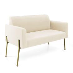 Imagem de Sofá Namoradeira 2 Lugares Pé De Ferro Dourado Marisa Veludo Bege D03