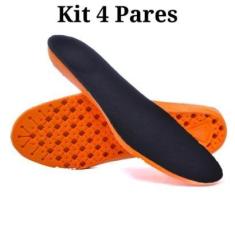Imagem de Kit 4 Pares de Palmilhas Gel PU Ultra Macia para Tênis Esportivo-Unissex