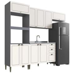 Imagem de Cozinha Completa Modulada Édez Due, 4 Peças, Branco Nevada E Grafite