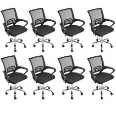 Imagem de Kit 8 Cadeiras para Escritório Diretor Tok Preto
