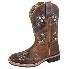 Imagem de Smoky Mountain Bota feminina floral Western bico quadrado, marrom