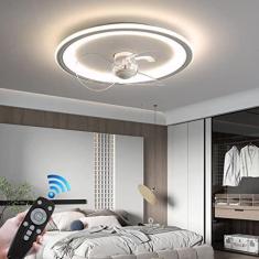 Imagem de Ventilador de teto com iluminação Lâmpada de ventilador regulável Lâmpadas de ventilador ultrafinas com temporizador de controle remoto Silencioso e moderno LED Luz de ventilador de teto par