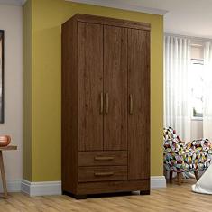 Imagem de Guarda Roupas Solteiro Com 3 Portas 2 Gavetas Sem Espelho BE16 Castanho - Briz Móveis