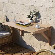 Imagem de Mesa abatible montada en la pared, mesa plegable de madera maciza, escritorio de cocina y comedor, mesa de ordenador, 15 tamaños (100 × 60 cm/39 × 24 pulgadas)