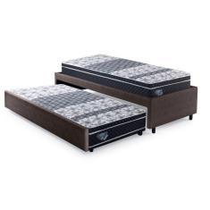 Imagem de Bicama Box Solteiro 88x188cm Courino com Dois Colchões Gran Sleep Molas Verticoil Ecoflex  Marrom/Preto