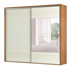Imagem de Guarda-Roupa Casal com Espelho Caribe 2 PT 4 GV Freijó e Off White 267 cm