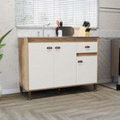 Imagem de Balcão De Pia 120cm 3 Portas E 1 Gaveta Torino - Movelbento