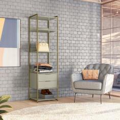Imagem de Guarda-Roupa Closet Industrial Mital 2 GV Off White e Dourado 54 cm