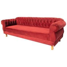Imagem de Dois Sofás Chesterfield Elisabeth 1,80 - Suede Vermelho / Sala De Esta