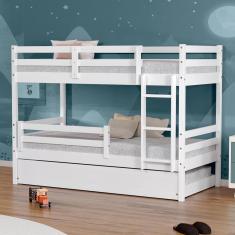 Imagem de Treliche Infantil Slim Com Grade De Proteção Madeira Maciça Branco Housin