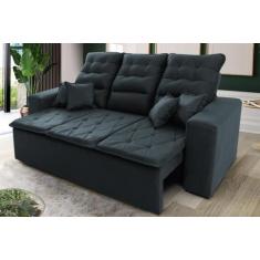 Imagem de Sofá Retrátil/Reclinável Europa 2,00m Suede Velut Cinza c/ Molas Espir