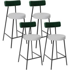 Imagem de Kit 04 Banquetas Baixa Bar Cozinha E Sala De Jantar Milão L02 Facto Ve