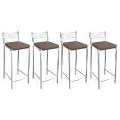 Imagem de Banqueta Sala de Jantar Gênova 1B705CR 4 Un Cromado - Assento Marrom 21 - Kappesberg
