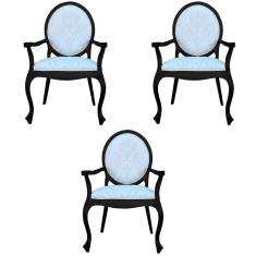 Imagem de Kit 03 Poltronas Decorativas Base Madeira Maciça Gran Belo