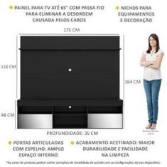 Imagem de Rack c/ Espelho e Painel TV 65&quot; c/ Prateleira Madri Multimóveis