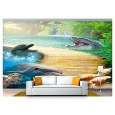 Imagem de Papel De Parede Animais Golfinhos Caminho 3D Anm255
