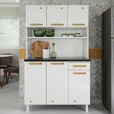 Imagem de Armário de Cozinha 6 Portas 1 Gaveta Diamante Smart Telasul Branco