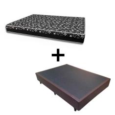 Imagem de Cama Box Casal 138 Tecido Sintético Marrom com Colchão Belize Bello Box - D33 Preto 57x138x188